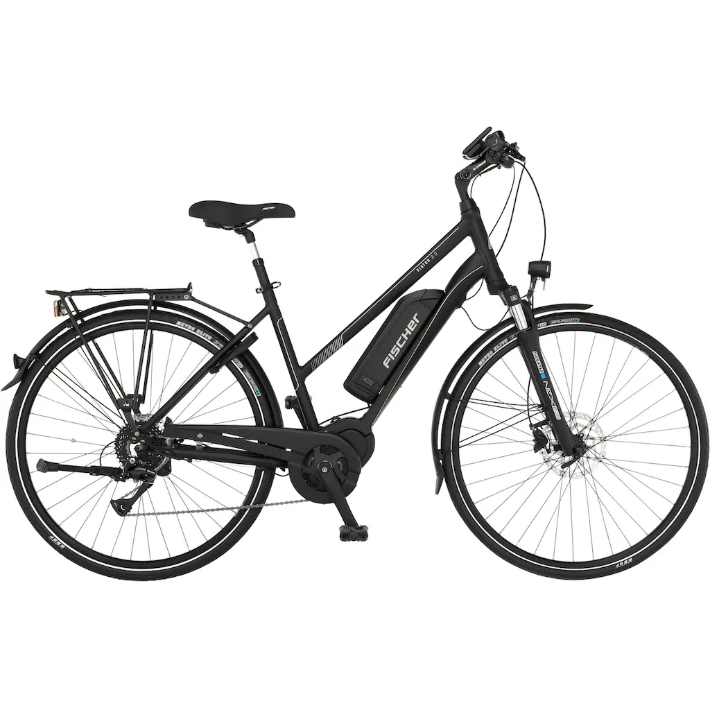 FISCHER Fahrrad E-Bike »VIATOR 3.0 Damen 49« 8 Gang Shimano Acera Mittelmotor 250 W (mit Faltschloss) Pedelec Elektrofahrrad für Damen u. Herren Trekkingrad Günstiger Verkauf