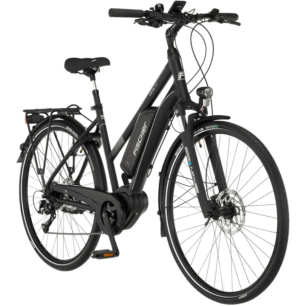 FISCHER Fahrrad E-Bike »VIATOR 3.0 Damen 49« 8 Gang Shimano Acera Mittelmotor 250 W (mit Faltschloss) Pedelec Elektrofahrrad für Damen u. Herren Trekkingrad Günstiger Verkauf
