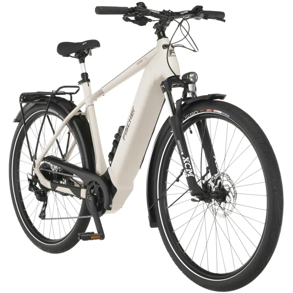 FISCHER Fahrrad E-Bike »VIATOR 7.0i Herren 55« 10 Gang Shimano Deore Mittelmotor 250 W (mit Faltschloss) Pedelec Elektrofahrrad für Damen u. Herren Trekkingrad Fabrikverkauf