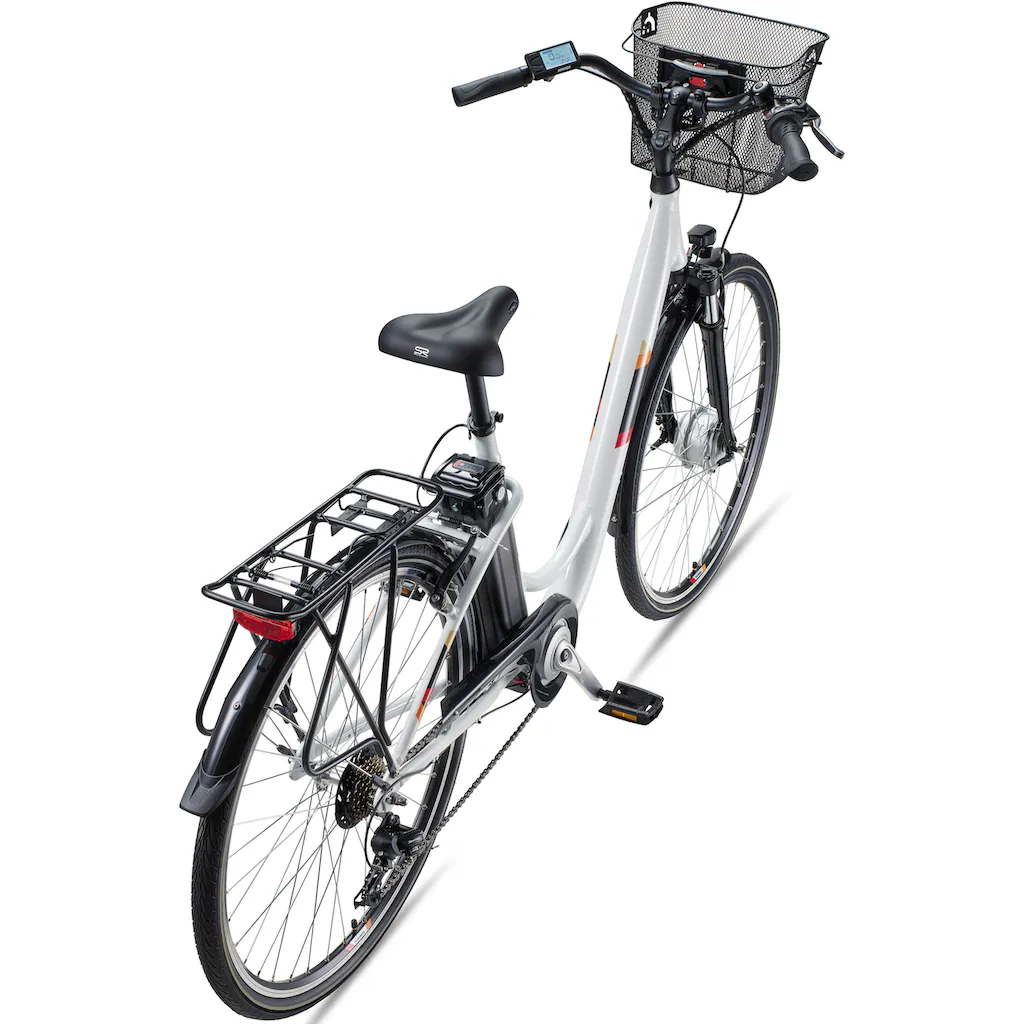 Telefunken E-Bike »Multitalent RC822« 7 Gang Shimano Tourney Frontmotor 250 W (ca. 100 km Reichweite-2 V-Bremsen-Beleuchtung-Straßenzulassung) City Elektrofahrrad Damen Herren 28 Zoll 36 V 374 Wh Akku Pedelec auf Raten Fabrik Onlineshop