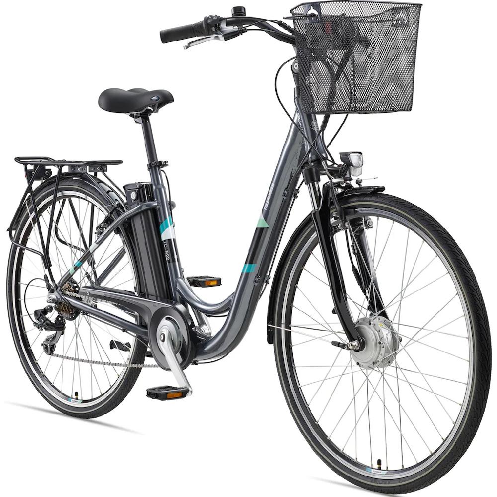 Telefunken E-Bike »Multitalent RC822« 7 Gang Shimano Tourney Frontmotor 250 W (ca. 100 km Reichweite-2 V-Bremsen-Beleuchtung-Straßenzulassung) City Elektrofahrrad Damen Herren 28 Zoll 36 V 374 Wh Akku Pedelec auf Rechnung bes Preisnachlass