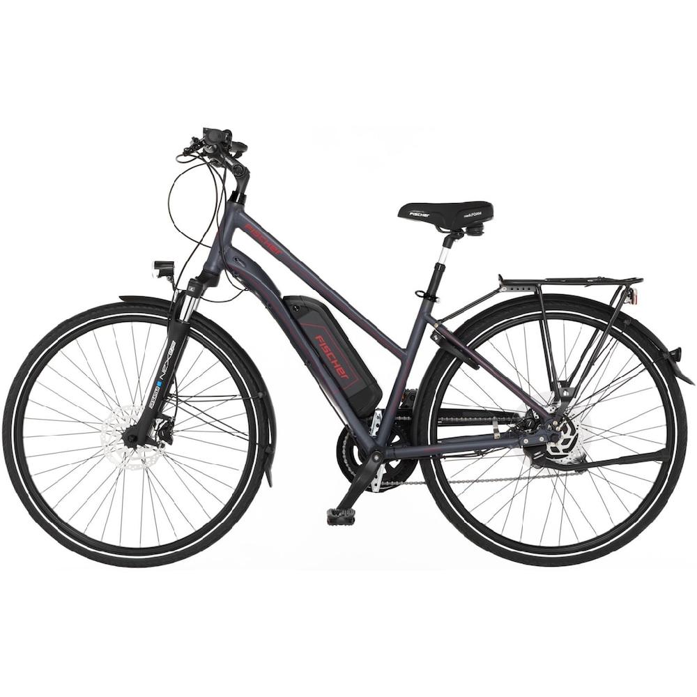 FISCHER Fahrrad E-Bike »VIATOR 1.0 Trapez 44« 8 Gang Shimano Acera Heckmotor 250 W (mit integr. Rahmenschloss) Pedelec Elektrofahrrad für Damen u. Herren Trekkingrad auf Raten Valentinstagsangebot