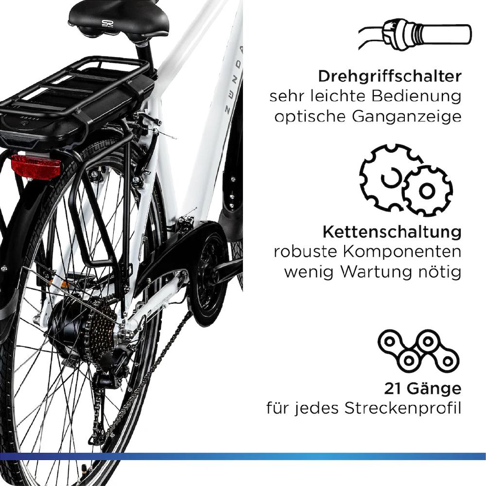 Zündapp E-Bike »Z802 Herren« 21 Gang Shimano Altus RD-M310 Heckmotor 250 W Pedelec Elektrofahrrad für Damen u. Herren Trekkingrad auf Rechnung Jubiläumsangebot