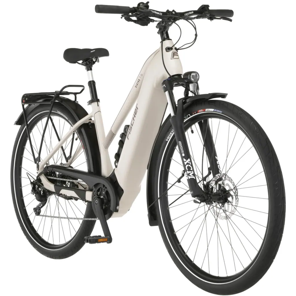 FISCHER Fahrrad E-Bike »VIATOR 7.0i Damen« 10 Gang Shimano Deore Mittelmotor 250 W (mit Faltschloss) Pedelec Elektrofahrrad für Damen u. Herren Trekkingrad auf Rechnung VIP-Rabatte