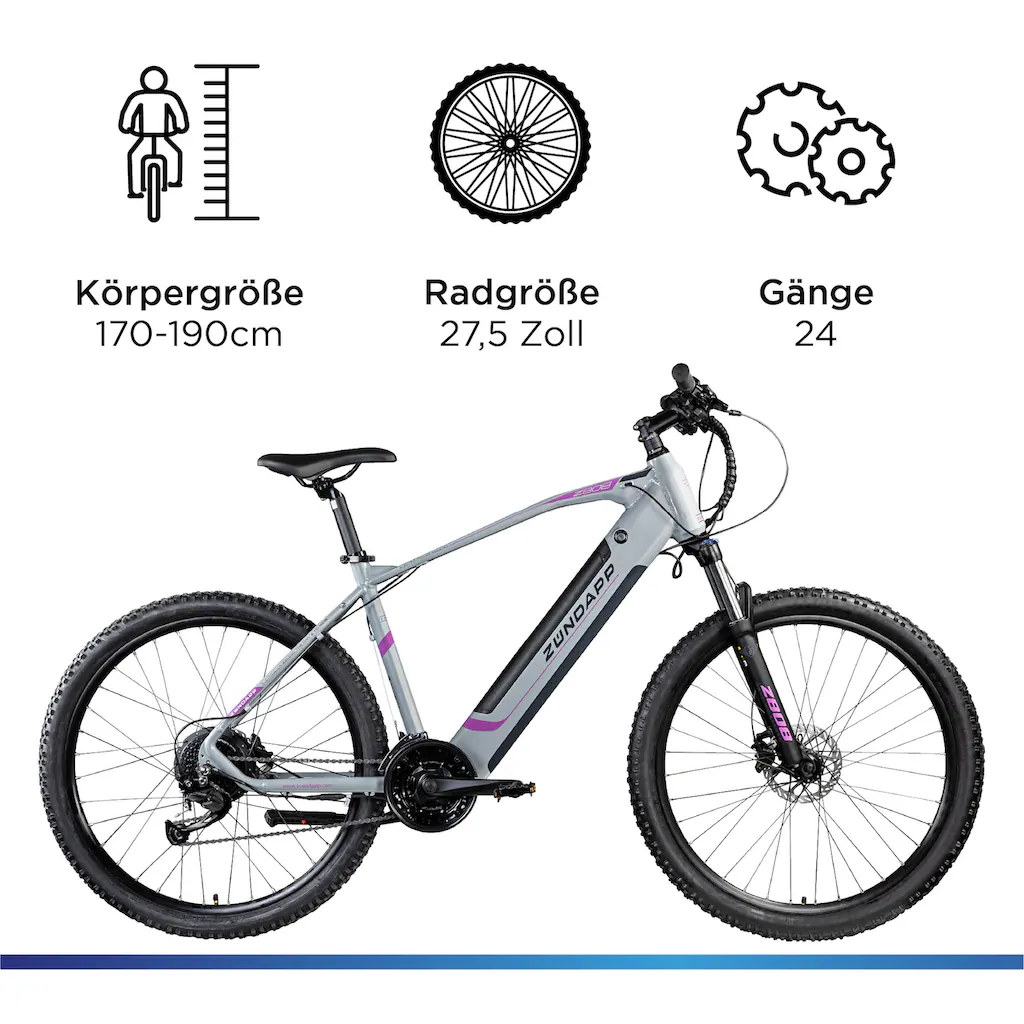 Zündapp E-Bike »Z808« 24 Gang Alivio Heckmotor 250 W Pedelec Elektrofahrrad für Damen u. Herren MTB Mountainbike Letzte 2 Tage