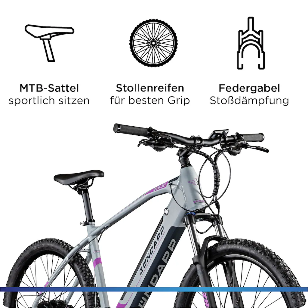 Zündapp E-Bike »Z808« 24 Gang Alivio Heckmotor 250 W Pedelec Elektrofahrrad für Damen u. Herren MTB Mountainbike Letzte 2 Tage