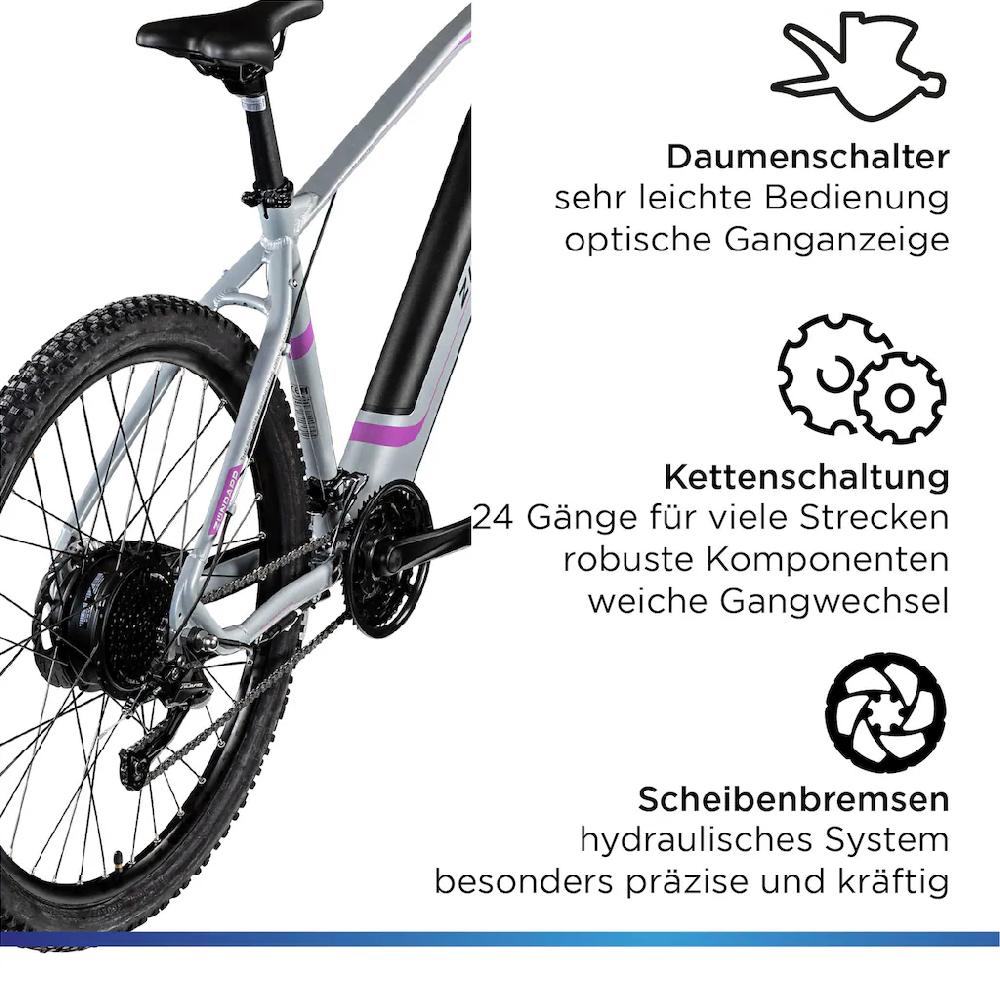 Zündapp E-Bike »Z808« 24 Gang Alivio Heckmotor 250 W Pedelec Elektrofahrrad für Damen u. Herren MTB Mountainbike Letzte 2 Tage
