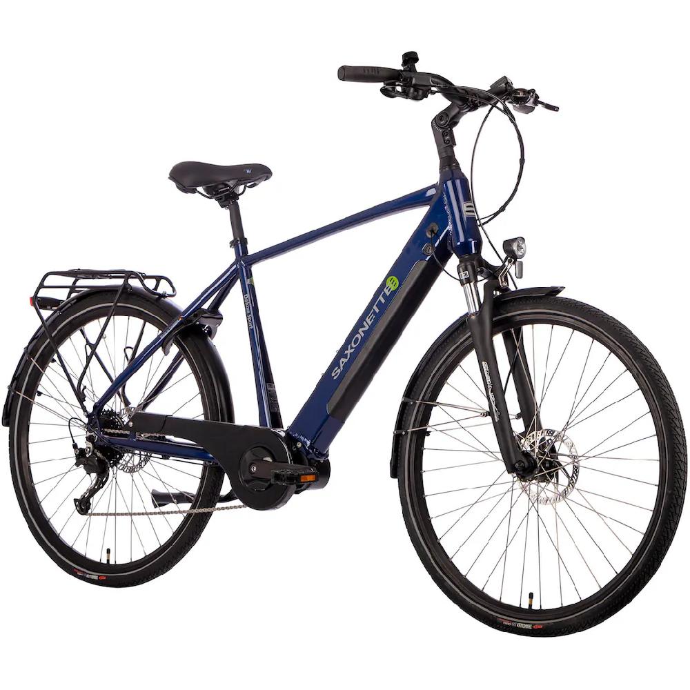 SAXONETTE E-Bike »Deluxe Sport Man« 9 Gang Shimano Alivio Mittelmotor 250 W Pedelec Elektrofahrrad für Damen u. Herren Cityrad auf Rechnung Nur noch ein Tag übrig