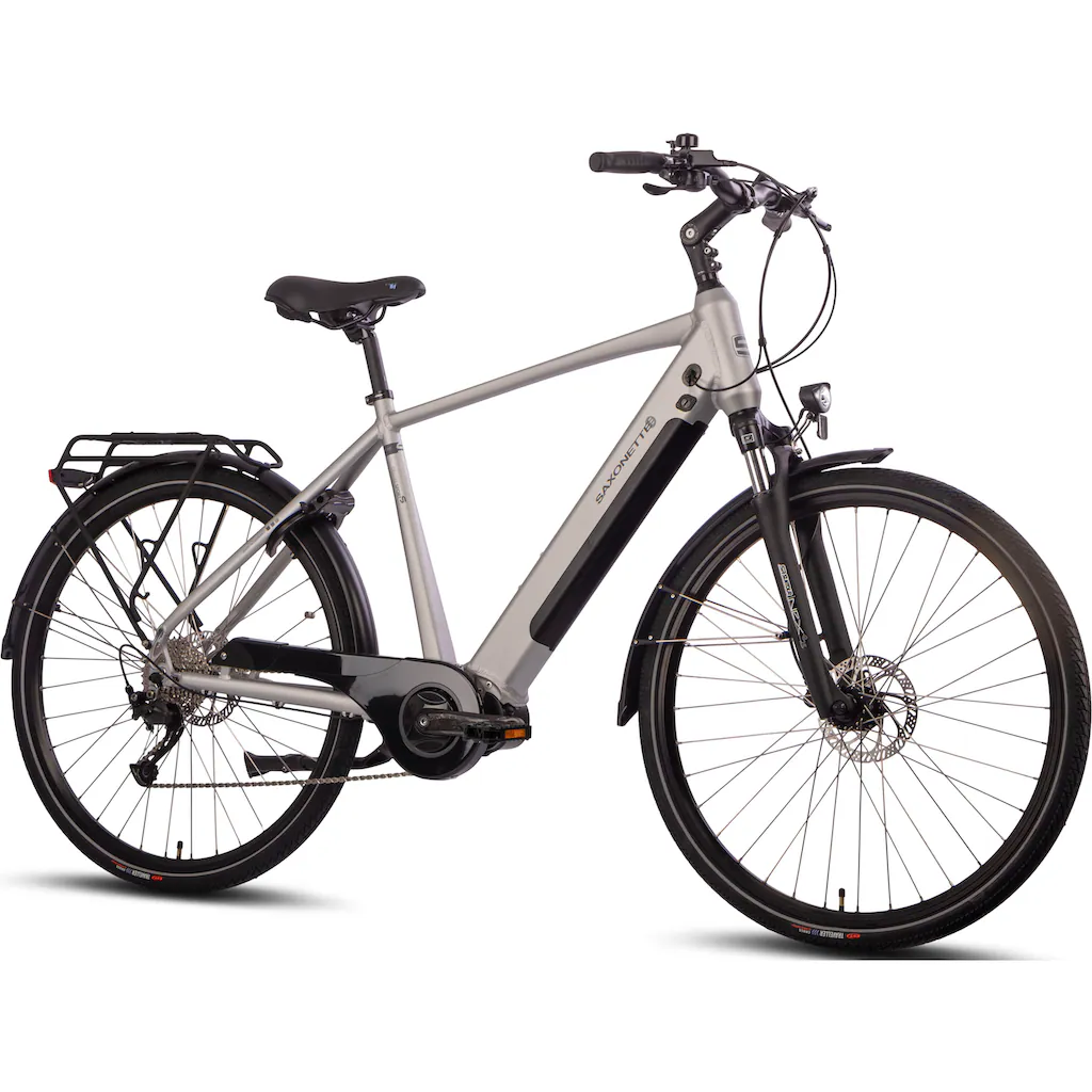 SAXONETTE E-Bike »Saxonette Deluxe Sport (Diamant)« 9 Gang Shimano Alivio Mittelmotor 250 W Pedelec Elektrofahrrad für Damen u. Herren Trekkingrad 50% Rabatt mit kostenlosem Versand