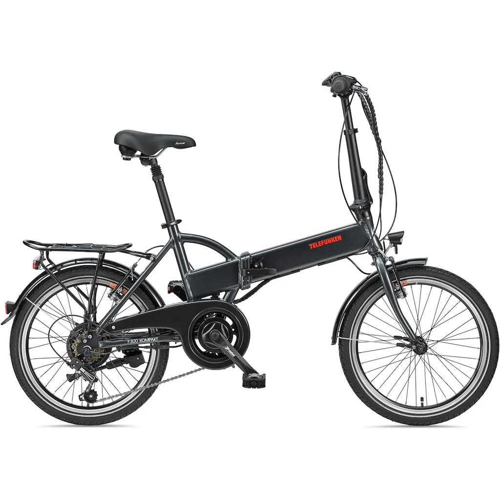 Telefunken E-Bike »Kompakt F820« 6 Gang Shimano Tourney Heckmotor 250 W Pedelec Elektrofahrrad für Damen u. Herren Faltrad auf Rechnung online bestellen Speichern exportieren