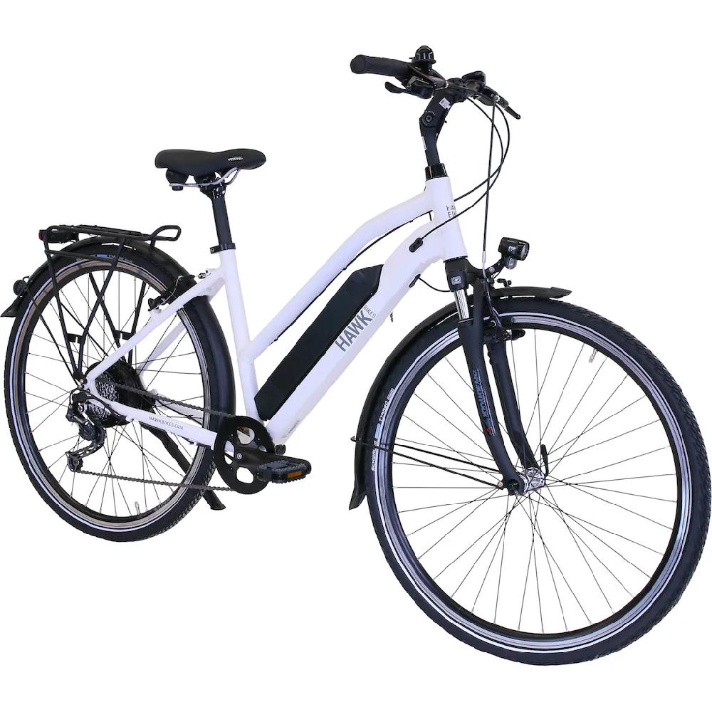 HAWK Bikes E-Bike »eTrekking Lady« 8 Gang microSHIFT Microshift Heckmotor 250 W Pedelec Elektrofahrrad für Damen Trekkingrad auf Rechnung online bestellen zollfrei