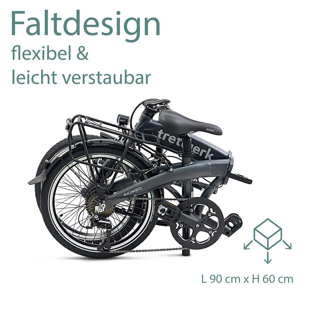 Tretwerk E-Bike »Akimbo« 8 Gang Shimano Acera M3020 SGS Heckmotor 250 W Pedelec Elektrofahrrad für Damen u. Herren Faltrad Günstiger Verkauf