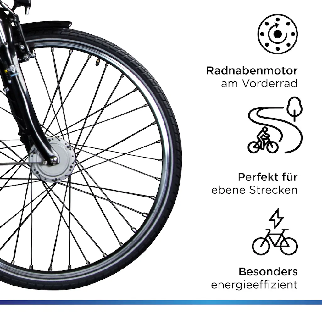 Zündapp E-Bike »Z510« 3 Gang Shimano Nexus SC-3C41 Frontmotor 250 W Pedelec Elektrofahrrad für Damen u. Herren Cityrad auf Raten Blitzverkäufe