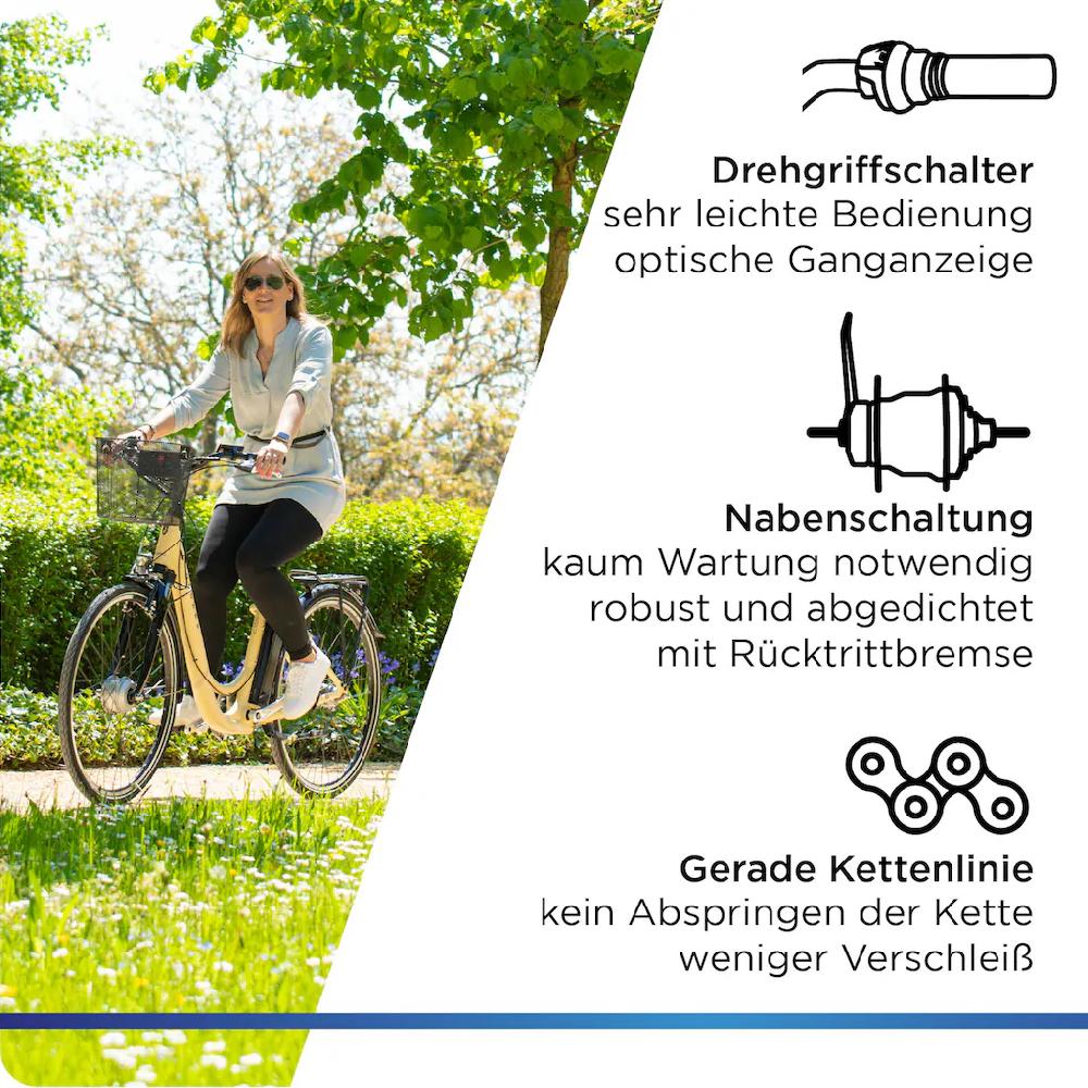 Zündapp E-Bike »Z517« 7 Gang Frontmotor 250 W E Bike Damenfahrrad 28 Zoll 155 - 190 cm mit 7 Gang Nabenschaltung auf Rechnung bestellen Fabrik Onlineshop