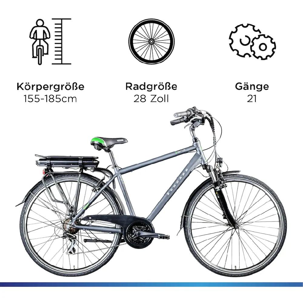 Zündapp E-Bike »Z802 Herren« 21 Gang Shimano Altus RD-M310 Heckmotor 250 W Pedelec Elektrofahrrad für Herren Trekkingrad auf Rechnung bestellen Cyber Monday
