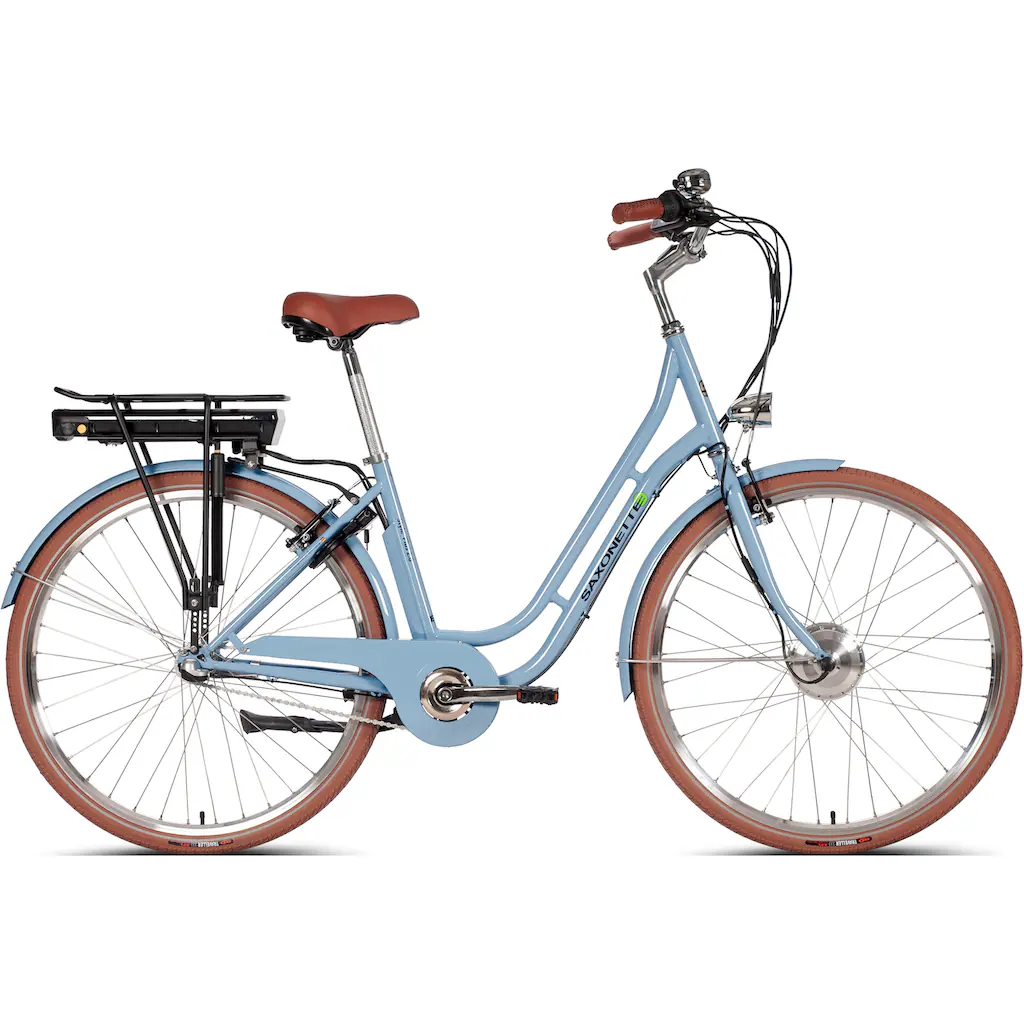 SAXONETTE E-Bike »Saxonette Style Plus 2.0« 3 Gang Frontmotor 250 W (mit Akku-Ladegerät) Pedelec Elektrofahrrad für Damen u. Herren Cityrad auf Raten Räumungsverkauf