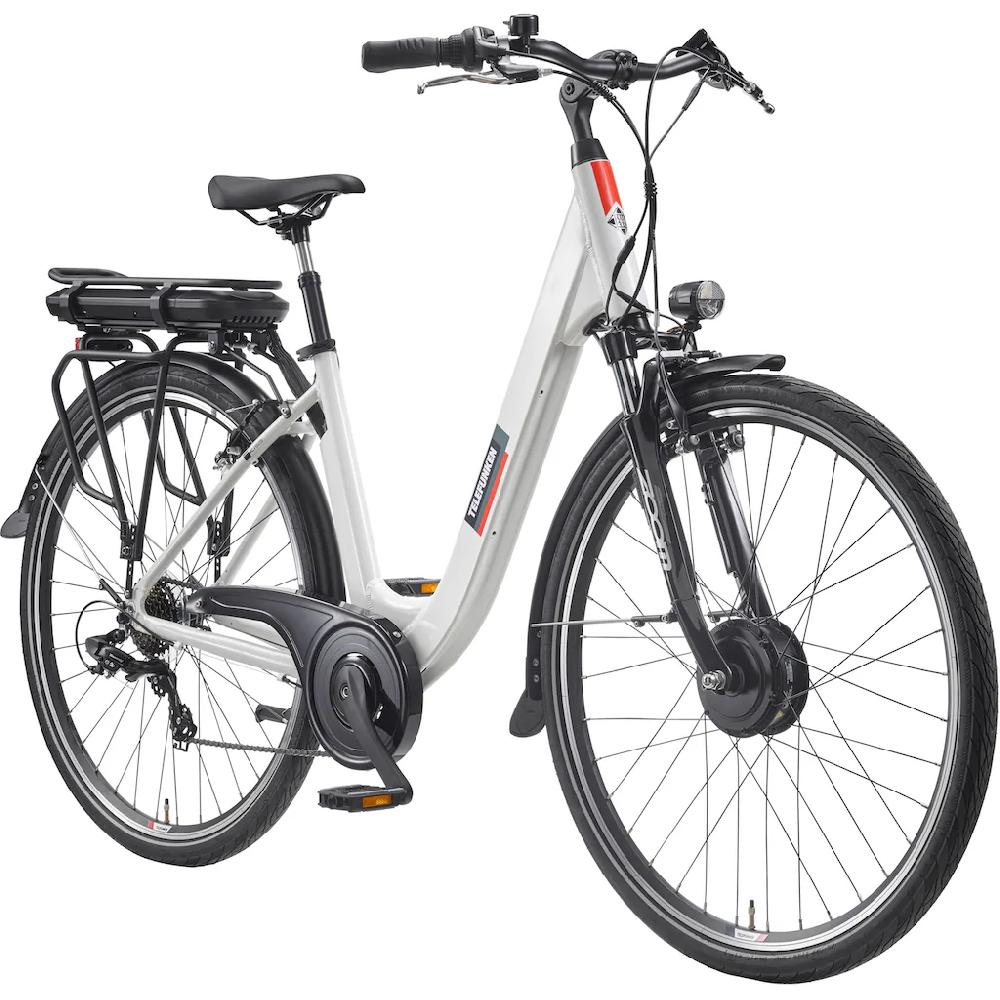 Telefunken E-Bike »Multitalent RC825« 7 Gang Shimano Frontmotor 250 W (28 Zoll Straßenzulassung ca. 100 km Reichweite) Pedelec Elektrofahrrad für Herren u. Damen tiefer Einstieg Cityrad auf Rechnung online kaufen Tiefpreis