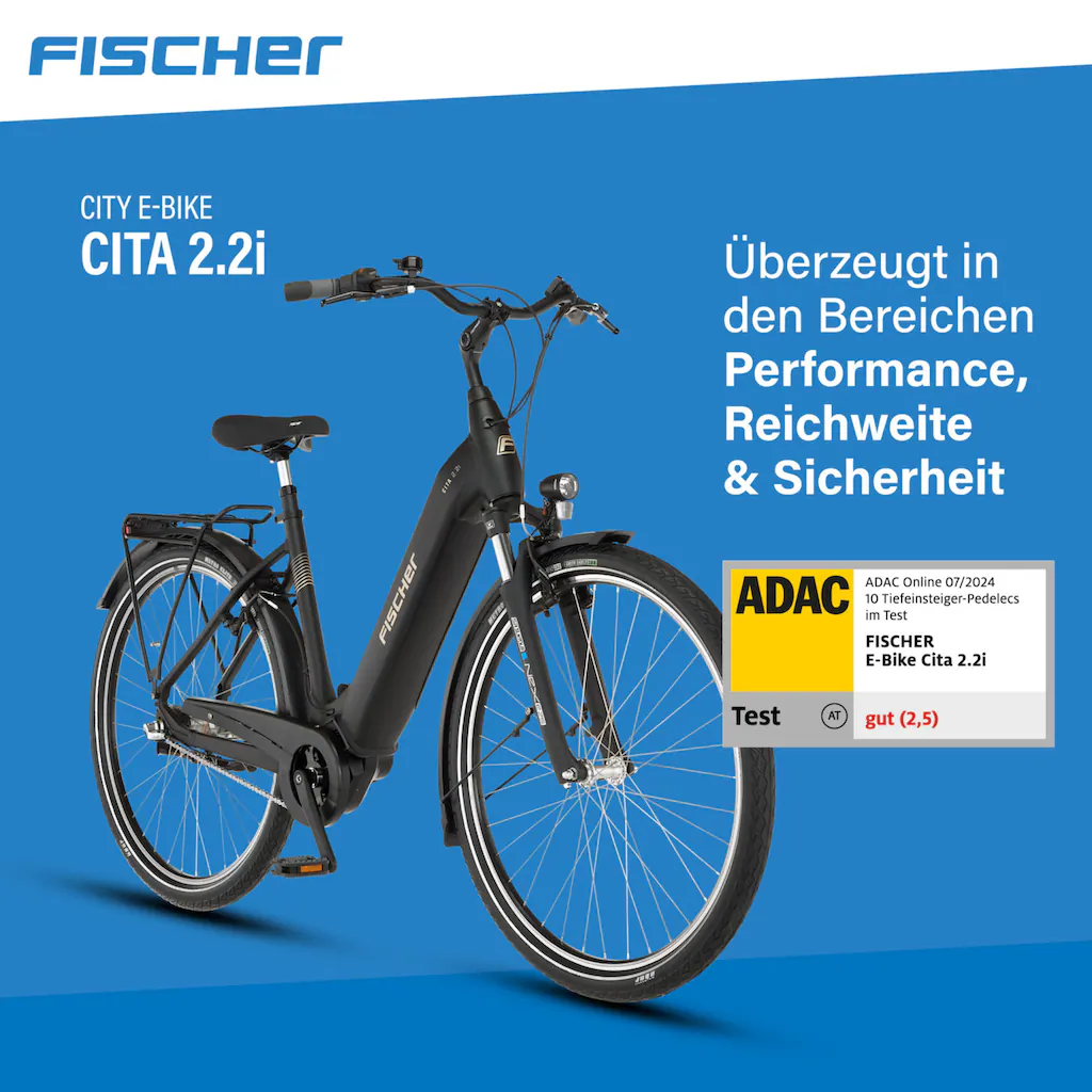 FISCHER Fahrrad E-Bike »CITA 2.2I 522« 3 Gang Shimano Nexus Mittelmotor 250 W (Schloss) Pedelec Elektrofahrrad für Damen u. Herren Cityrad Wochenangebot