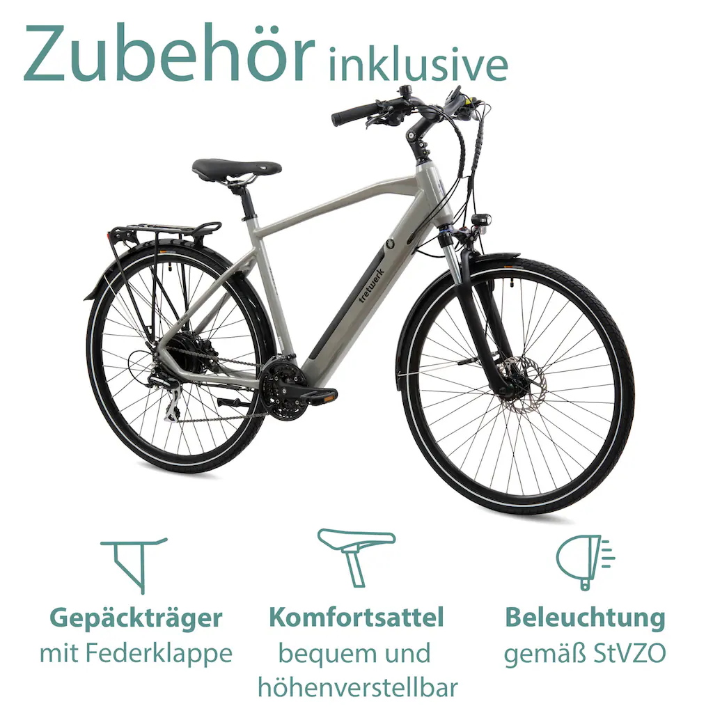 Tretwerk E-Bike »Bronx 5.0« 24 Gang Shimano Altus M310 Heckmotor 250 W Pedelec Elektrofahrrad für Damen u. Herren Trekkingrad auf Rechnung online kaufen Letzte 2 Tage