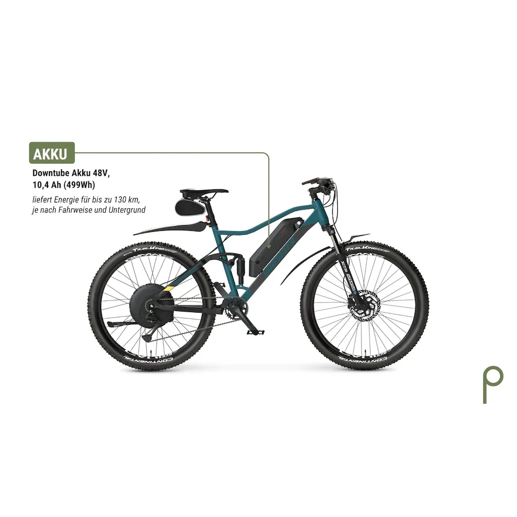 Prophete E-Bike »Graveler« 9 Gang Shimano Alivio Heckmotor 250 W Pedelec Elektrofahrrad für Damen u. Herren MTB Mountainbike Kostenloser Versand international