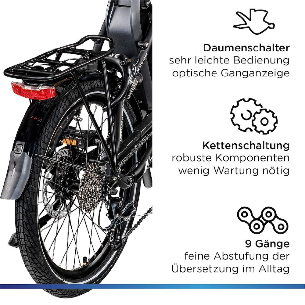 Zündapp E-Bike »X100« 9 Gang Shimano Sora Mittelmotor 250 W Pedelec Elektrofahrrad für Damen u. Herren Faltrad im Angebot