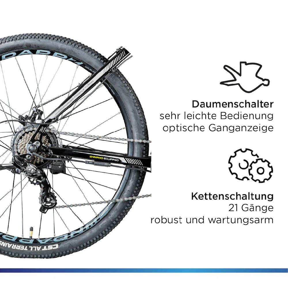 Zündapp E-Bike »Z801« 21 Gang Shimano Tourney RD-TY300 Heckmotor 250 W Pedelec Elektrofahrrad für Damen u. Herren MTB Mountainbike auf Rechnung online kaufen Schlussverkauf