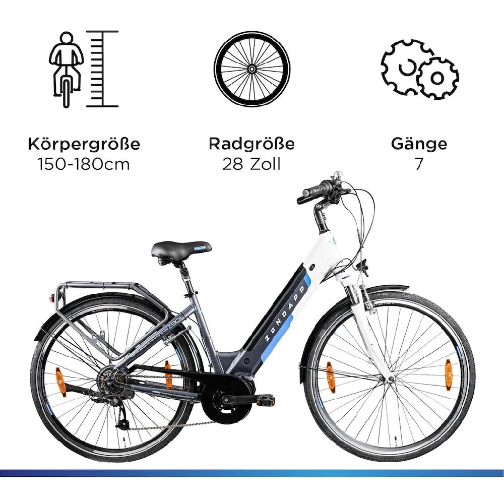 Zündapp E-Bike »Z901« 7 Gang Shimano Tourney RD-TY300 Mittelmotor 250 W Pedelec Elektrofahrrad für Damen u. Herren Cityrad Meist gekauft