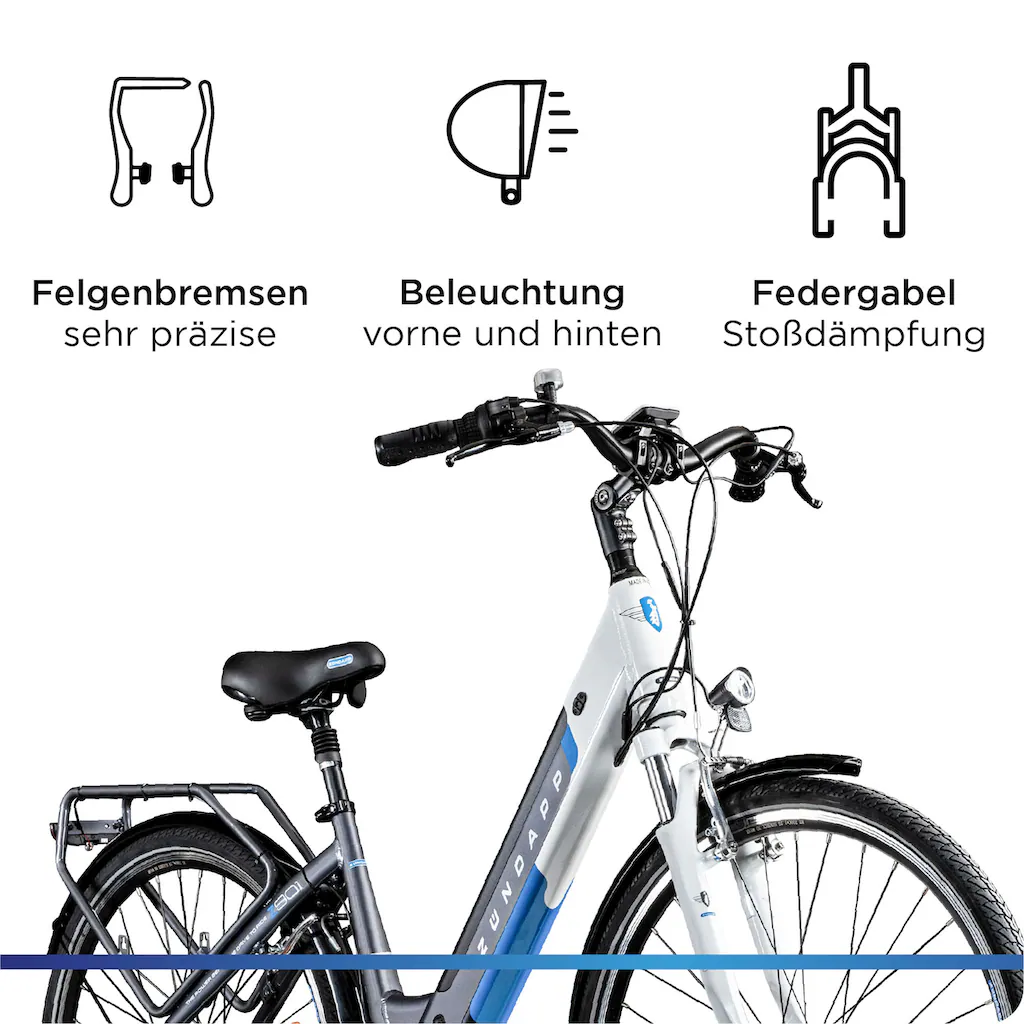 Zündapp E-Bike »Z901« 7 Gang Shimano Tourney RD-TY300 Mittelmotor 250 W Pedelec Elektrofahrrad für Damen u. Herren Cityrad Meist gekauft