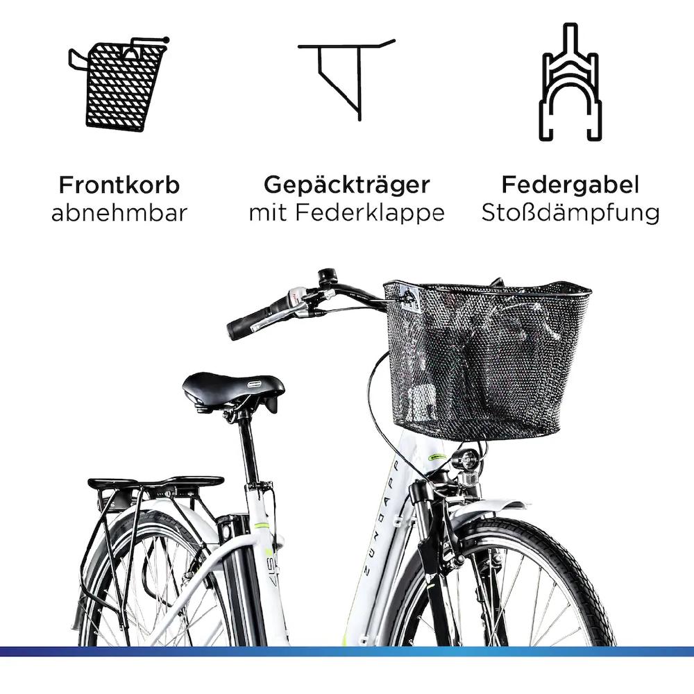 Zündapp E-Bike »Z517« 7 Gang Shimano Frontmotor 250 W (mit großem Frontkorb) Pedelec Elektrofahrrad für Damen u. Herren Cityrad auf Raten Fabrik Onlineshop
