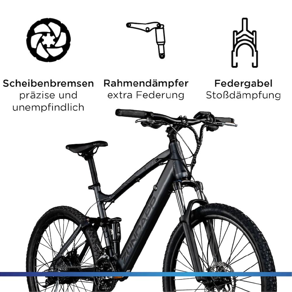 Zündapp E-Bike »XFS« 27 Gang Shimano Tourney TX Heckmotor 250 W Pedelec Elektrofahrrad für Damen u. Herren MTB Mountainbike auf Rechnung online bestellen Black Friday