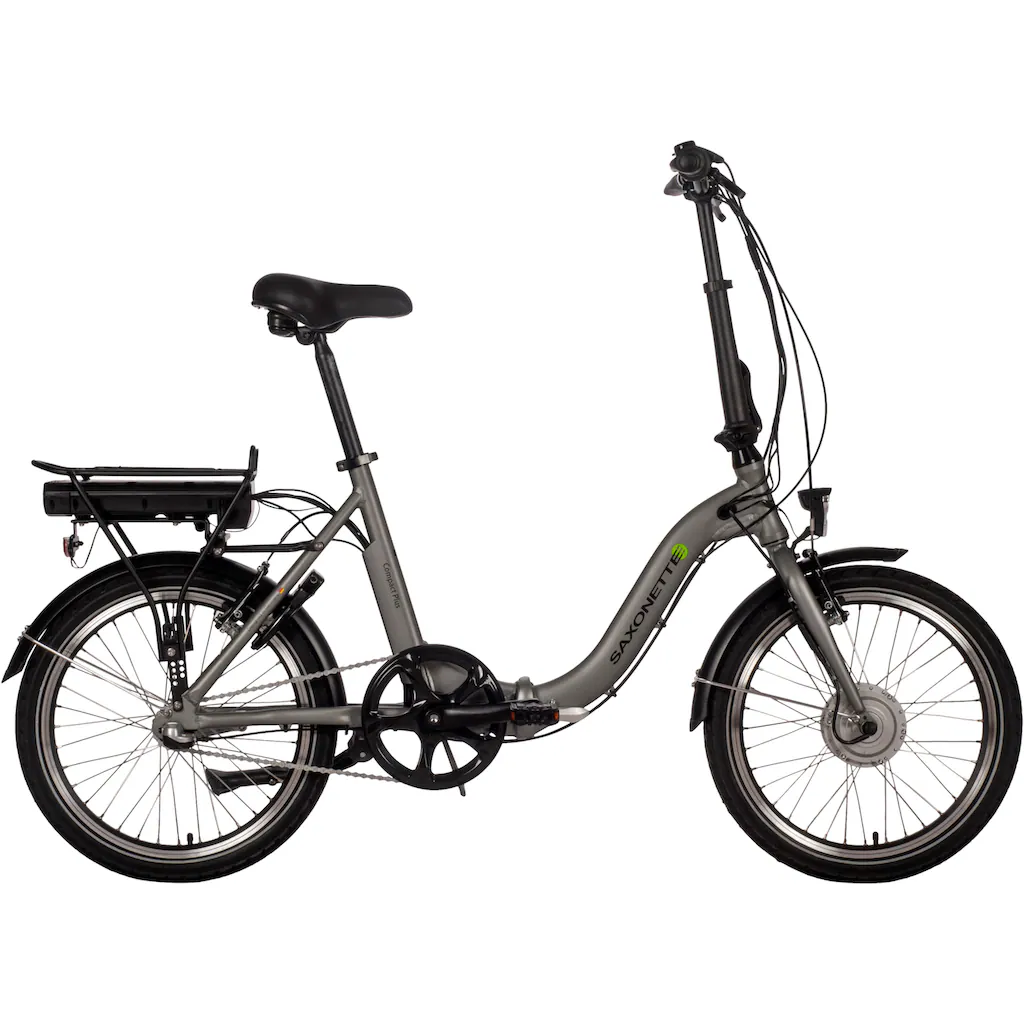 SAXONETTE E-Bike »Compact Plus 2.0« 3 Gang Frontmotor 250 W (mit Akku-Ladegerät) Pedelec Elektrofahrrad für Damen u. Herren Faltrad auf Rechnung bestellen Heißer Verkauf