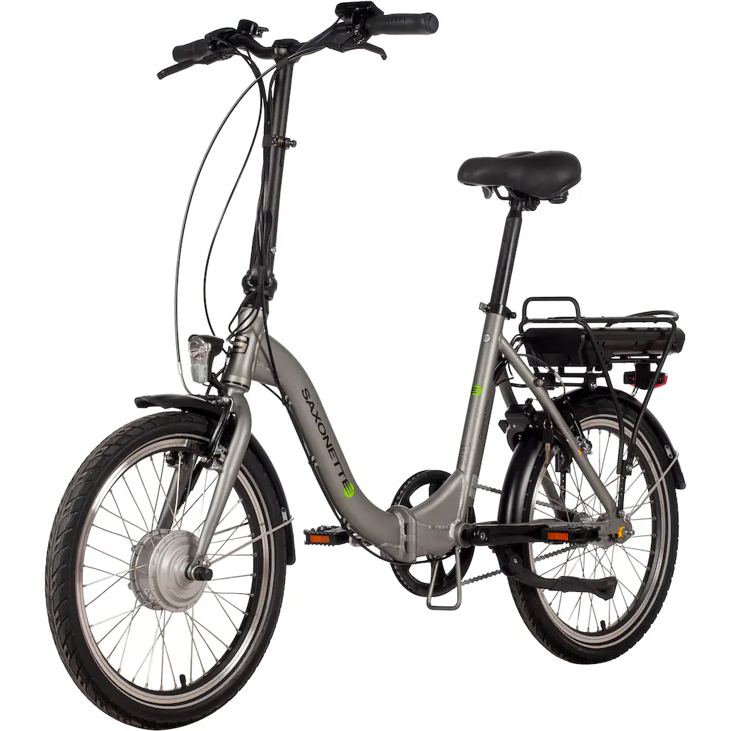 SAXONETTE E-Bike »Compact Plus 2.0« 3 Gang Frontmotor 250 W (mit Akku-Ladegerät) Pedelec Elektrofahrrad für Damen u. Herren Faltrad auf Rechnung bestellen Heißer Verkauf