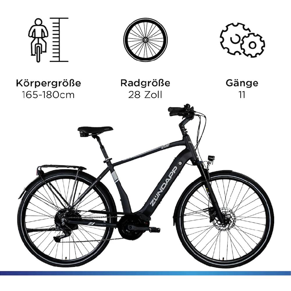 Zündapp E-Bike »X500« 11 Gang Shimano Deore Mittelmotor 250 W Pedelec Elektrofahrrad für Damen u. Herren Trekkingrad Riesige Ersparnisse