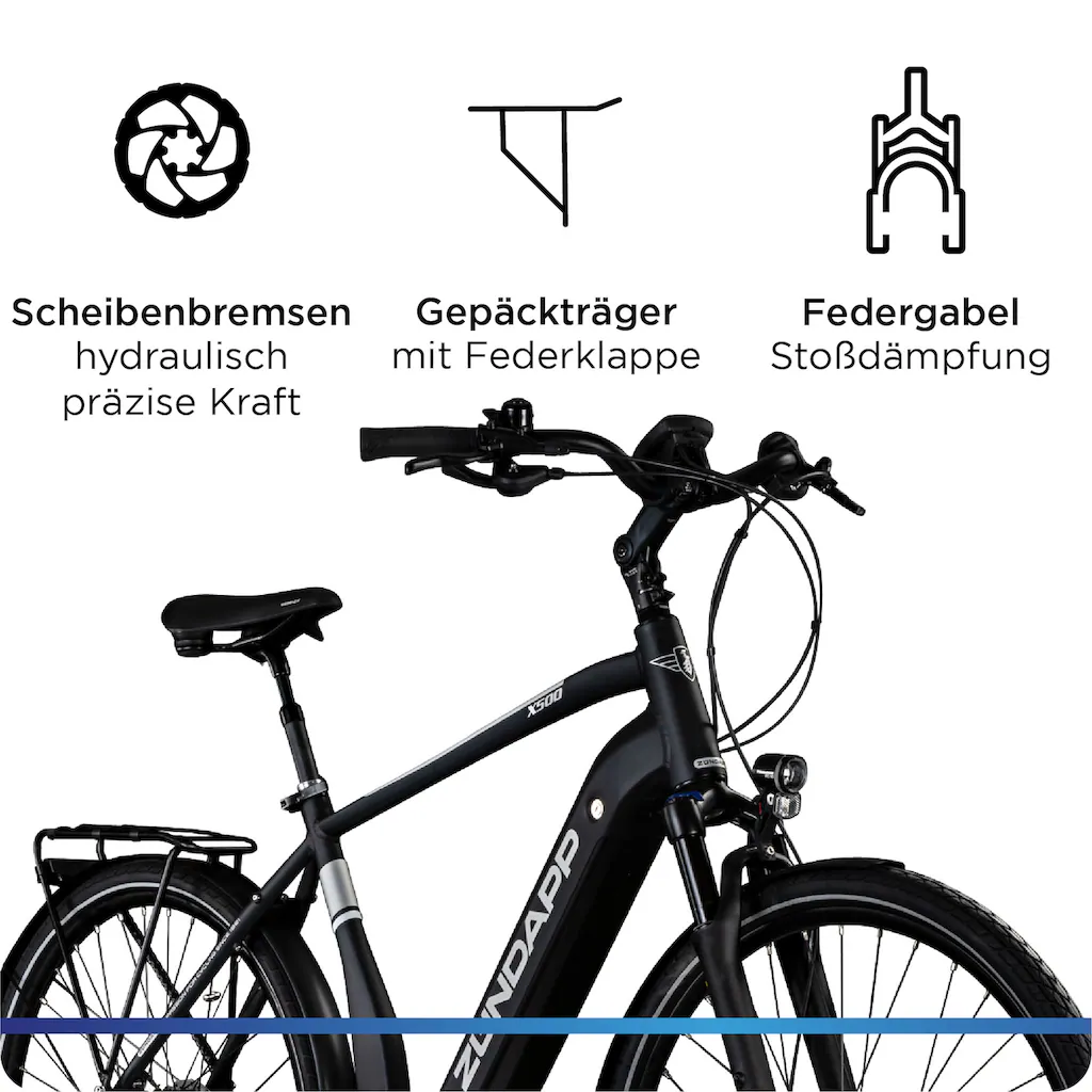 Zündapp E-Bike »X500« 11 Gang Shimano Deore Mittelmotor 250 W Pedelec Elektrofahrrad für Damen u. Herren Trekkingrad Riesige Ersparnisse