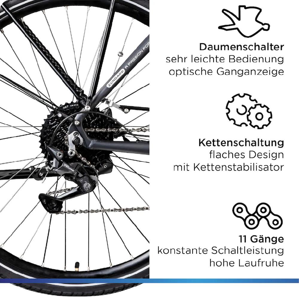 Zündapp E-Bike »X500« 11 Gang Shimano Deore Mittelmotor 250 W Pedelec Elektrofahrrad für Damen u. Herren Trekkingrad Riesige Ersparnisse