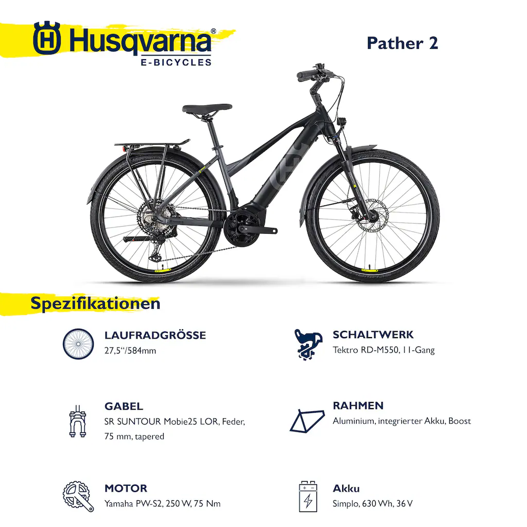 Husqvarna E-BICYCLES E-Bike »E-Trekkingbike Pather 2 Damen« 11 Gang Tektro RD-M550 Mittelmotor 250 W (27 5 Zoll Yamaha Motor Scheibenbremsen mit Straßenzulassung) Pedelec Elektrofahrrad für Damen Trekkingrad auf Rechnung Super Sparpreis