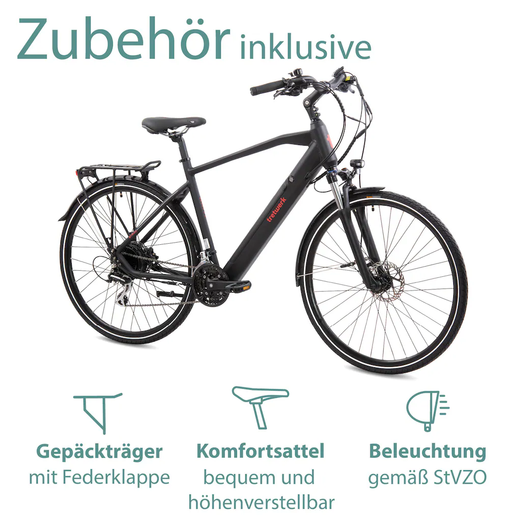 Tretwerk E-Bike »Bronx 5.0« 24 Gang Shimano Altus M310 Heckmotor 250 W Pedelec Elektrofahrrad für Damen u. Herren Trekkingrad auf Rechnung online kaufen Nur für heute