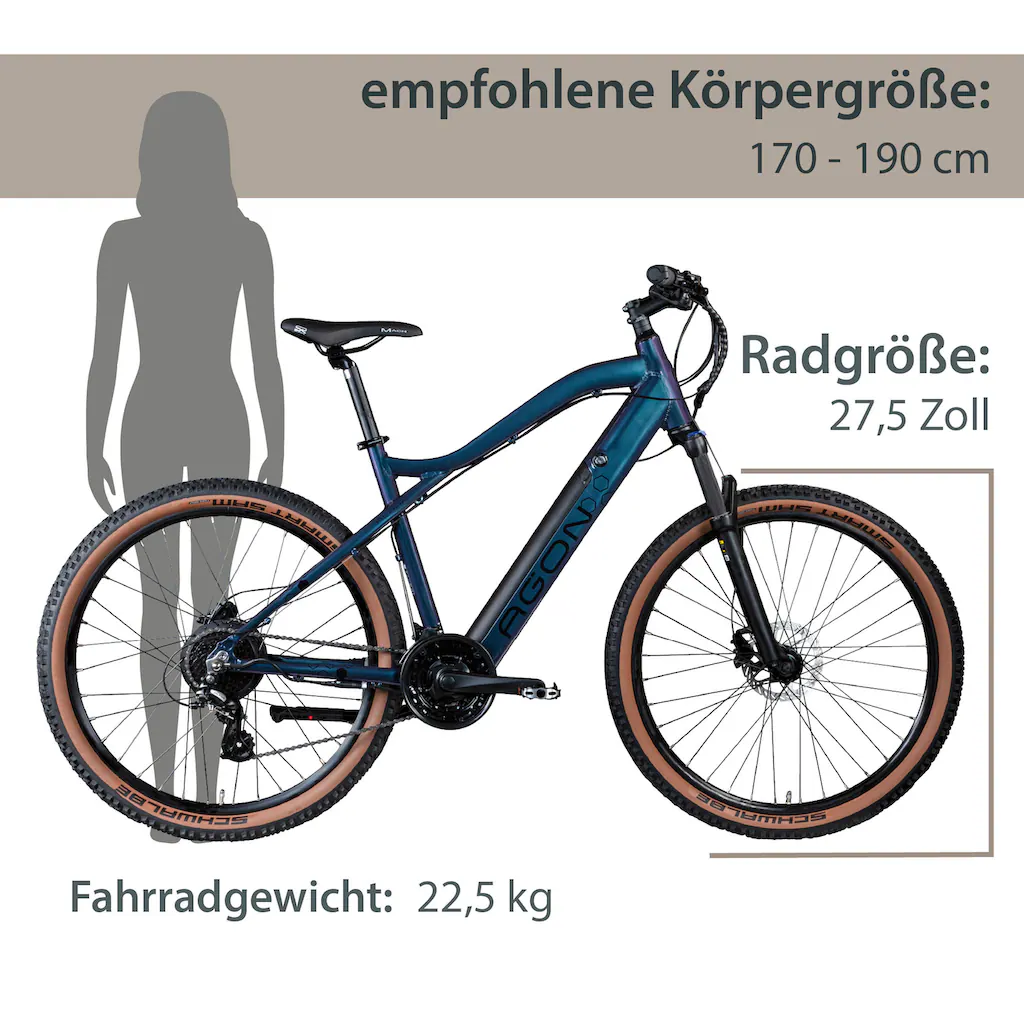AGON E-Bike »Alpha« 24 Gang Heckmotor 250 W Pedelec Elektrofahrrad für Damen u. Herren MTB Mountainbike auf Raten Super Rabatt