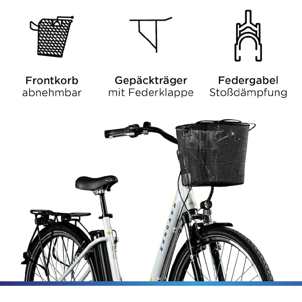 Zündapp E-Bike »Z510« 3 Gang Shimano Nexus SC-3C41 Frontmotor 250 W Pedelec Elektrofahrrad für Damen u. Herren Cityrad Speichern exportieren