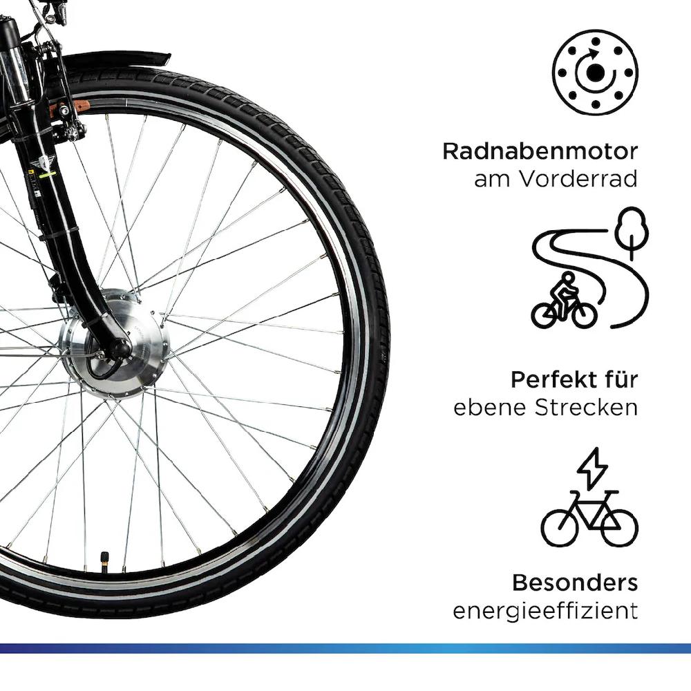 Zündapp E-Bike »Z510« 3 Gang Shimano Nexus SC-3C41 Frontmotor 250 W Pedelec Elektrofahrrad für Damen u. Herren Cityrad Speichern exportieren