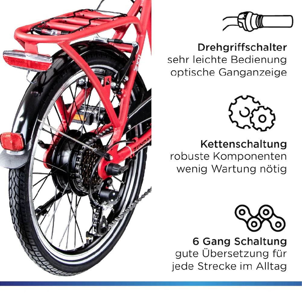 Zündapp E-Bike »Z101« 6 Gang Shimano Tourney RD-TY300 Heckmotor 250 W Pedelec Elektrofahrrad für Damen u. Herren Faltrad Black Friday Preise