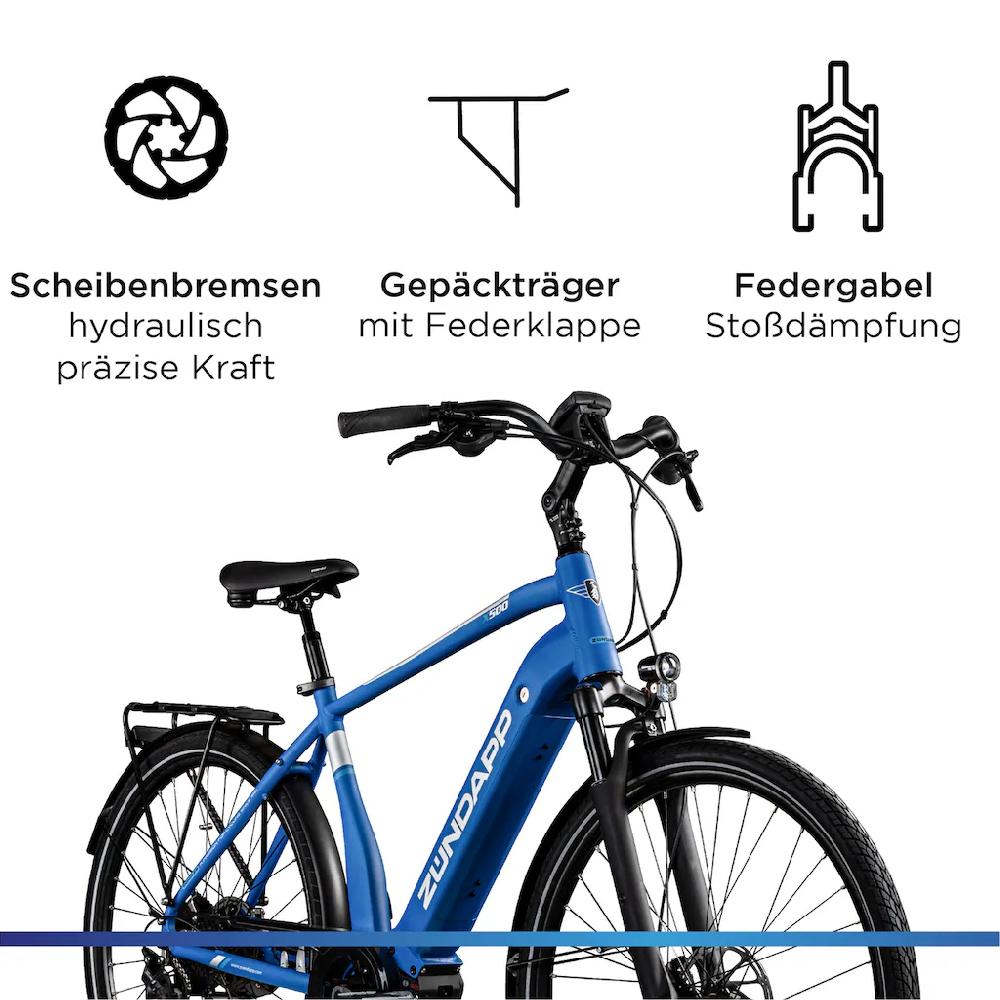 Zündapp E-Bike »X500« 11 Gang Shimano Deore Mittelmotor 250 W Pedelec Elektrofahrrad für Damen u. Herren Trekkingrad auf Rechnung Auslauf
