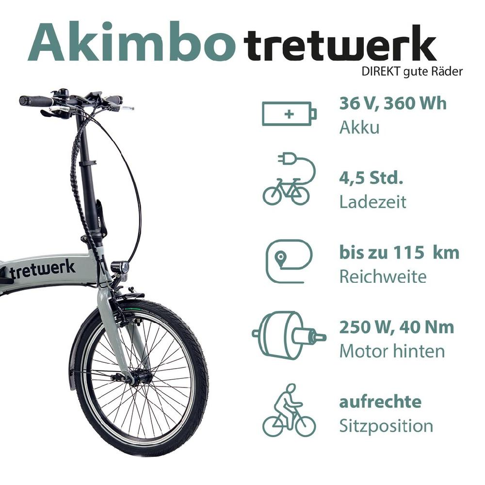 Tretwerk E-Bike »Akimbo« 8 Gang Shimano Acera M3020 SGS Heckmotor 250 W Pedelec Elektrofahrrad für Damen u. Herren Faltrad auf Raten Großer Ausverkauf