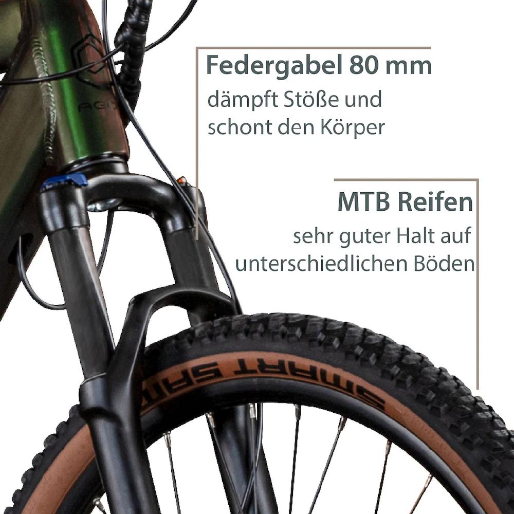 AGON E-Bike »Alpha« 24 Gang Heckmotor 250 W Pedelec Elektrofahrrad für Damen u. Herren MTB Mountainbike auf Rechnung Black Friday
