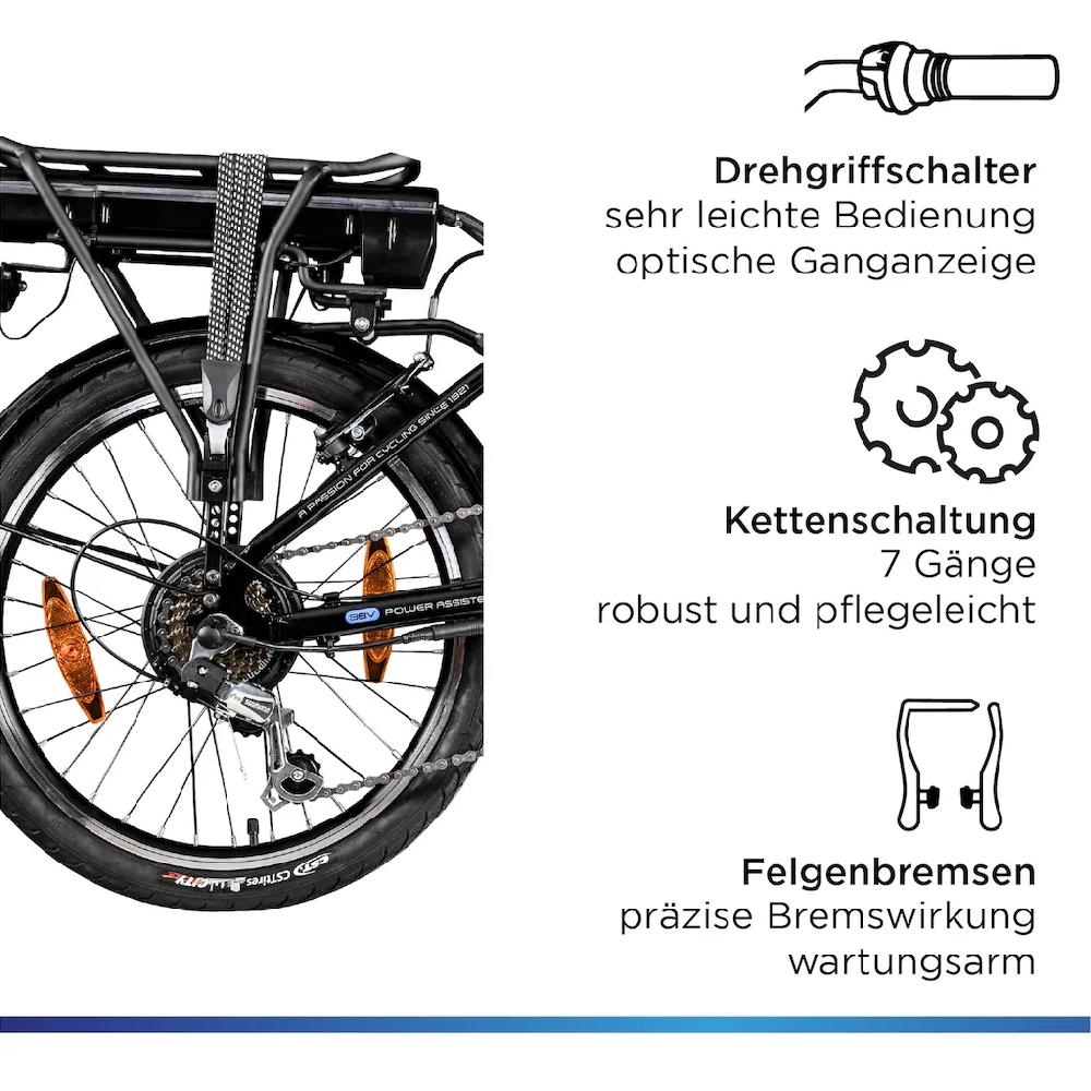 Zündapp E-Bike »Z110« 7 Gang Shimano RD-TY21 Tourney Heckmotor 250 W Pedelec Elektrofahrrad für Damen u. Herren Klapprad Muttertagsangebot