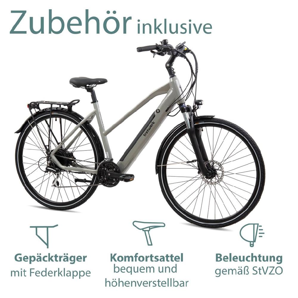 Tretwerk E-Bike »Seville 5.0« 24 Gang Shimano Heckmotor 250 W Pedelec Elektrofahrrad für Damen u. Herren Trekkingrad auf Rechnung kaufen Top Angebot