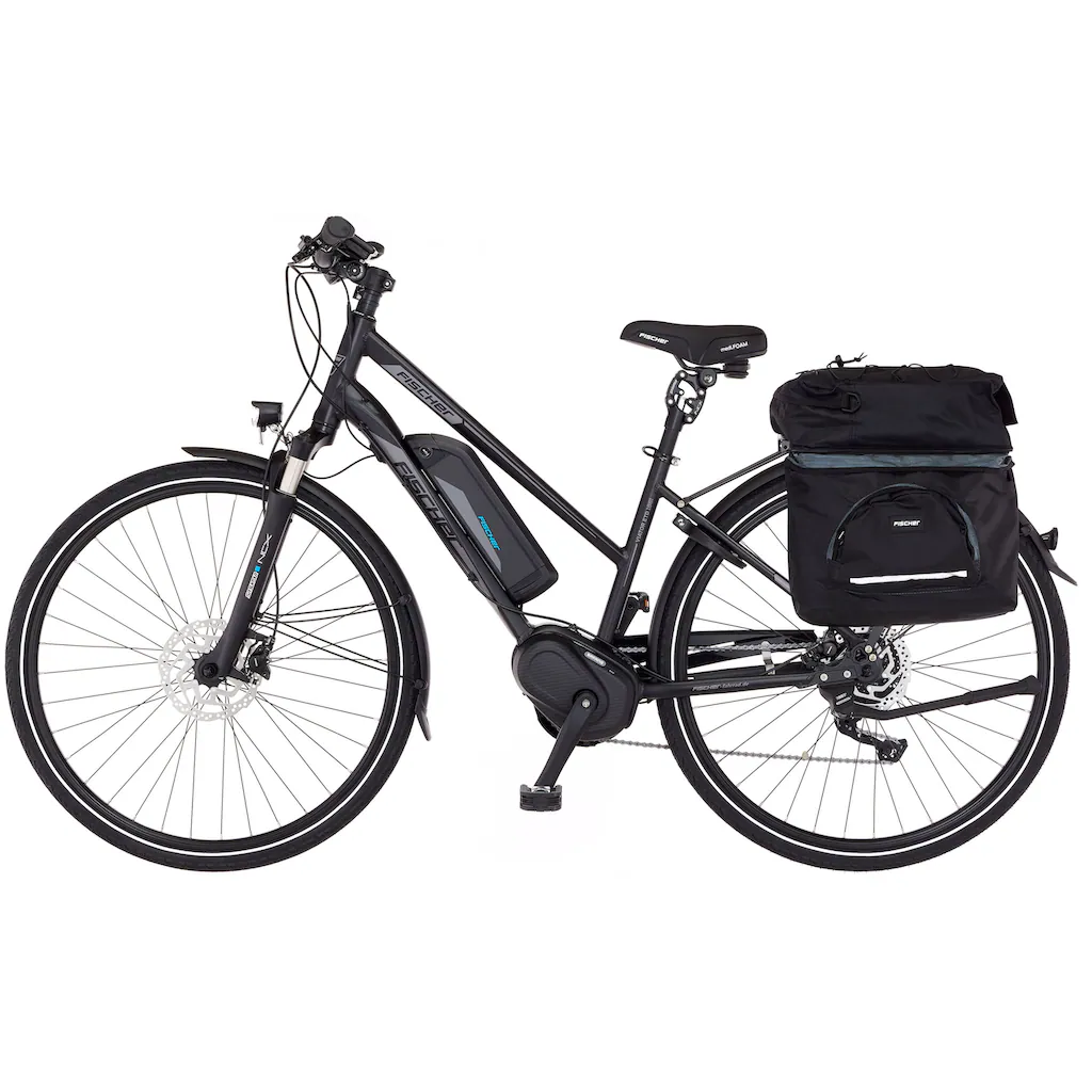 FISCHER Fahrrad E-Bike »VIATOR ETD 1861 557« 10 Gang Shimano Deore Mittelmotor 250 W (mit Gepäckträgertasche) Pedelec Elektrofahrrad für Damen Trekkingrad auf Rechnung Neueste Mode