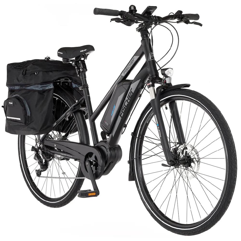 FISCHER Fahrrad E-Bike »VIATOR ETD 1861 557« 10 Gang Shimano Deore Mittelmotor 250 W (mit Gepäckträgertasche) Pedelec Elektrofahrrad für Damen Trekkingrad auf Rechnung Neueste Mode