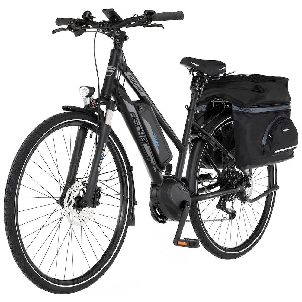 FISCHER Fahrrad E-Bike »VIATOR ETD 1861 557« 10 Gang Shimano Deore Mittelmotor 250 W (mit Gepäckträgertasche) Pedelec Elektrofahrrad für Damen Trekkingrad auf Rechnung Neueste Mode