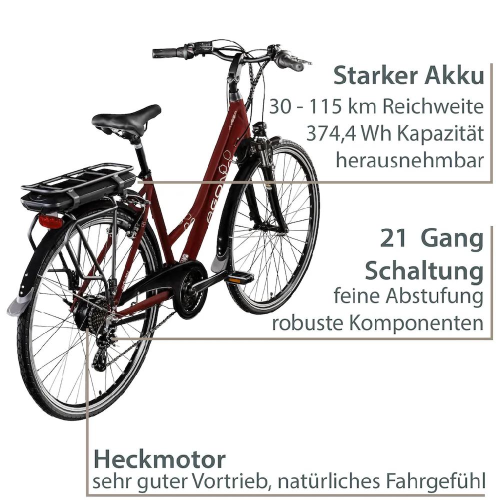 AGON E-Bike »Avesa« 21 Gang Heckmotor 250 W Pedelec Elektrofahrrad für Damen u. Herren Trekkingrad auf Rechnung Zeitlich begrenztes Angebot